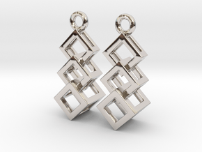 Linked cubes  in Rhodium Plated Brass