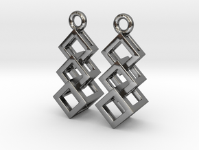 Linked cubes  in Polished Silver