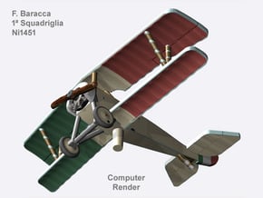 Francesco Baracca Nieuport 11 (full color) in Natural Full Color Nylon 12 (MJF)