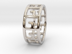 Pictogram Ring All Sizes in Rhodium Plated Brass: 5 / 49