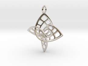 Enneper - Pendant in Cast Metals in Rhodium Plated Brass