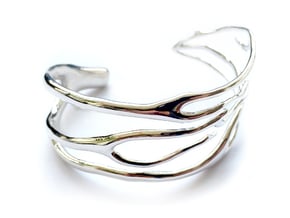 Coral 3 Branch Cuff Bracelet in Polished Silver