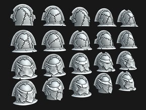20x Leather Shoulderpads in Gray Fine Detail Plastic: Medium