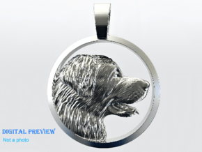 Leonberger Head Pendant - side profile in Platinum