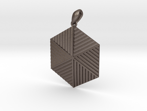 Pendant “Origami” in Polished Bronzed-Silver Steel