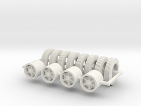 1/50th set of 4 dual tires with Dayton type wheels in White Natural Versatile Plastic