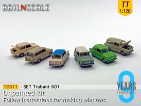 SET 6x Trabant 601 (TT 1:120) in Tan Fine Detail Plastic