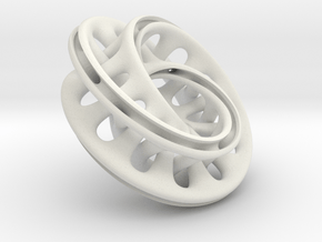 Interlocked Double Möbius in White Natural Versatile Plastic