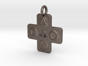  Playstation Controller Buttons Pendant v2 in Polished Bronzed-Silver Steel