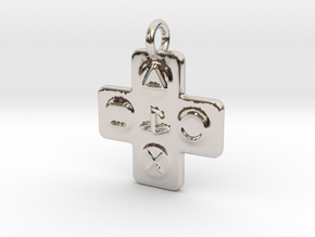  Playstation Controller Buttons Pendant v2 in Rhodium Plated Brass