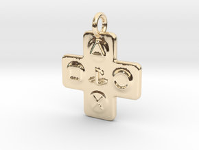  Playstation Controller Buttons Pendant v2 in 14k Gold Plated Brass