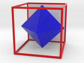 Colored Dual Solids Cube-Octahedron in Natural Full Color Nylon 12 (MJF)