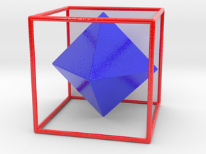 Colored Dual Solids Cube-Octahedron in Smooth Full Color Nylon 12 (MJF)
