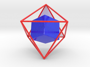 Colored dual Solids Octahedron-Cube in Smooth Full Color Nylon 12 (MJF)