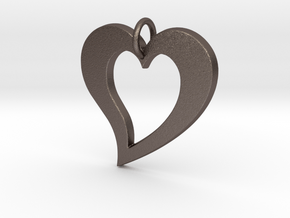 Love Heart- Makom Jewelry in Polished Bronzed-Silver Steel
