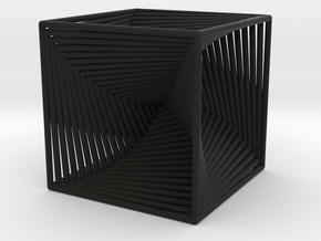 0299 Cube Line Design (full color, 5.5 cm) #003 in Black Smooth Versatile Plastic