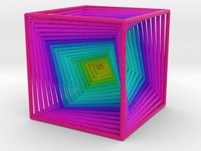 0299 Cube Line Design (full color, 5.5 cm) #003 in Natural Full Color Nylon 12 (MJF)