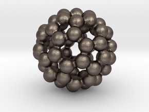 C60 - Buckyball - M - Steel in Polished Bronzed Silver Steel