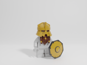 Lonely Mountain Dwarf Helmet, Shield, & Beard in Tan Fine Detail Plastic