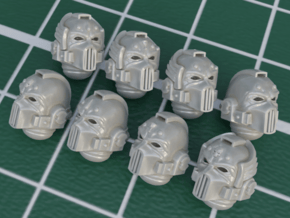 Silver Skull-Mask Helmets - x 8-16 in Tan Fine Detail Plastic: d3