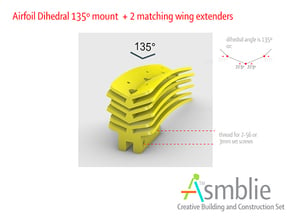 Di-Airfoil Mount + 2 Di-Airfoil Wing Extenders in White Processed Versatile Plastic