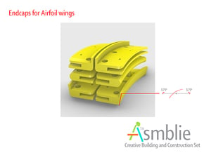 Endcaps for Airfoil wing tips in White Processed Versatile Plastic