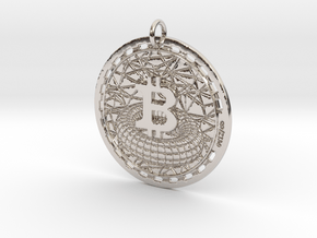 Bitcoin's nodes and links (original) in Rhodium Plated Brass