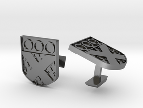 Custom Logo Cufflinks - Fitzgibbon Family Crest in Polished Silver