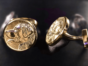 Leonberger Cufflinks in 14k Gold Plated Brass
