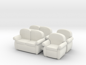 Set of 4 Sofas in 1:64 scale in White Natural Versatile Plastic