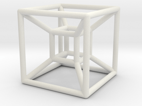 Hyper Cube 4D in White Natural Versatile Plastic