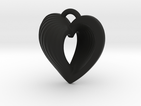 Heart Shell Pendant in Black Natural Versatile Plastic