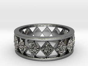 Smooth Rim Díamonds Ring in Fine Detail Polished Silver: 9 / 59