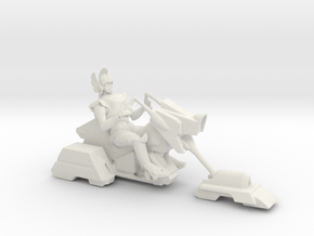Robotech 32mm Hoverbike with Armored Female  in White Natural Versatile Plastic