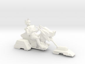 Robotech 32mm Hoverbike with Armored Female  in White Smooth Versatile Plastic