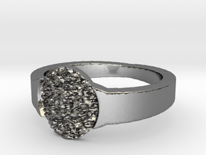 Textúred Circle Cocktail Ring in Fine Detail Polished Silver: 10 / 61.5