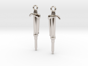 Pipette Earrings - Science Jewelry in Rhodium Plated Brass