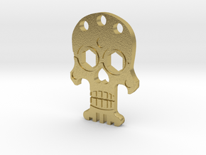 Bottle Opener Skull Nerd in Natural Brass