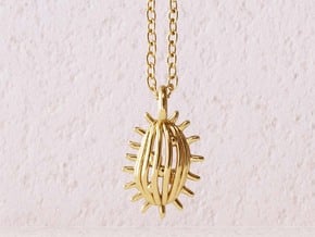 Tetrahymena Ciliate Pendant  in 14k Gold Plated Brass