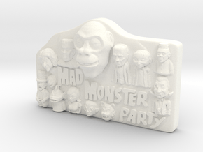 Mad Monster Party Plaque in White Processed Versatile Plastic