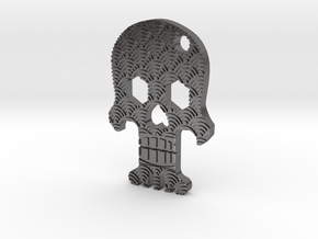 Bottle Opener Skull Seigaiha in Processed Stainless Steel 316L (BJT)