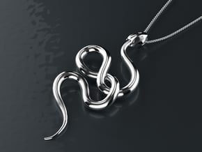 Snake Pendant in Rhodium Plated Brass