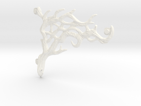 Tree-Branch Hanging-Plant Hook (FOUNDRY PATTERN) in White Smooth Versatile Plastic: d3