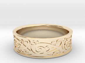 Kowhaiwhai Ring - UK X 21.4mm internal diameter in 14k Gold Plated Brass