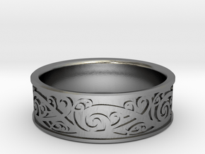Kowhaiwhai Ring - UK X 21.4mm internal diameter in Polished Silver