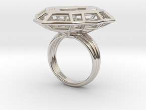Weave Geometric Ring in Rhodium Plated Brass: 4.5 / 47.75