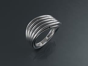 Lines in motion Ring in Rhodium Plated Brass: 6.5 / 52.75