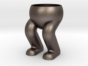 Squatting_planter_5 inch tall in Polished Bronzed-Silver Steel