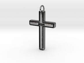 Jesus Outlíne Cross Pendant in Fine Detail Polished Silver: Small