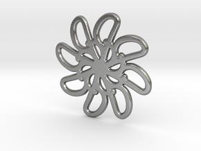 Simplified flower in Natural Silver